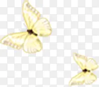 创意合成水彩飞舞的黄色蝴蝶