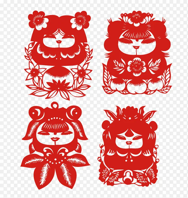 矢量4款窗花