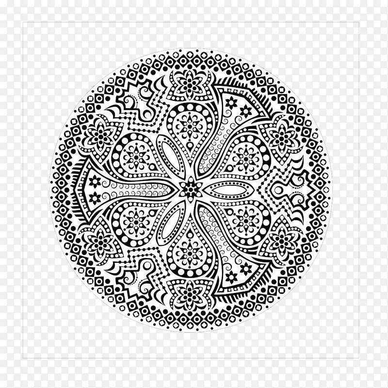 藏族黑白圆形民族风纹样
