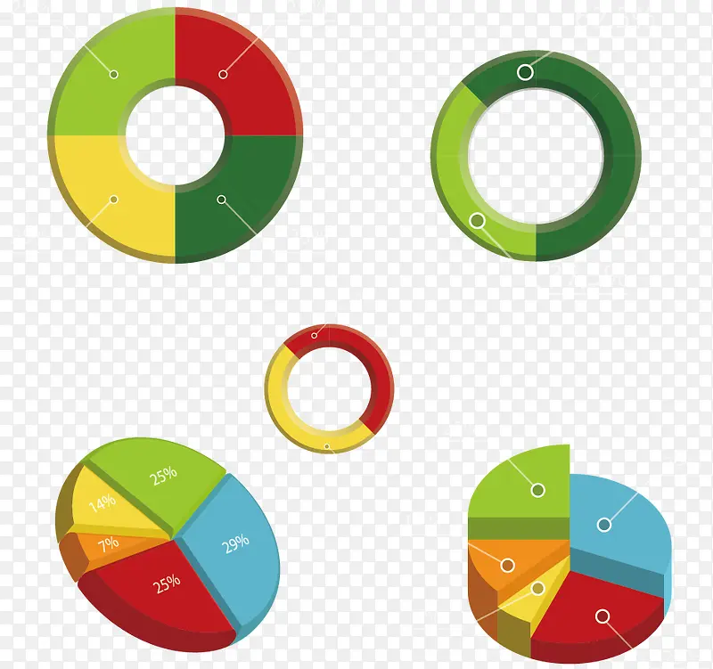 矢量圆形环装图饼状图