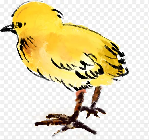 黄色手绘站立小鸡