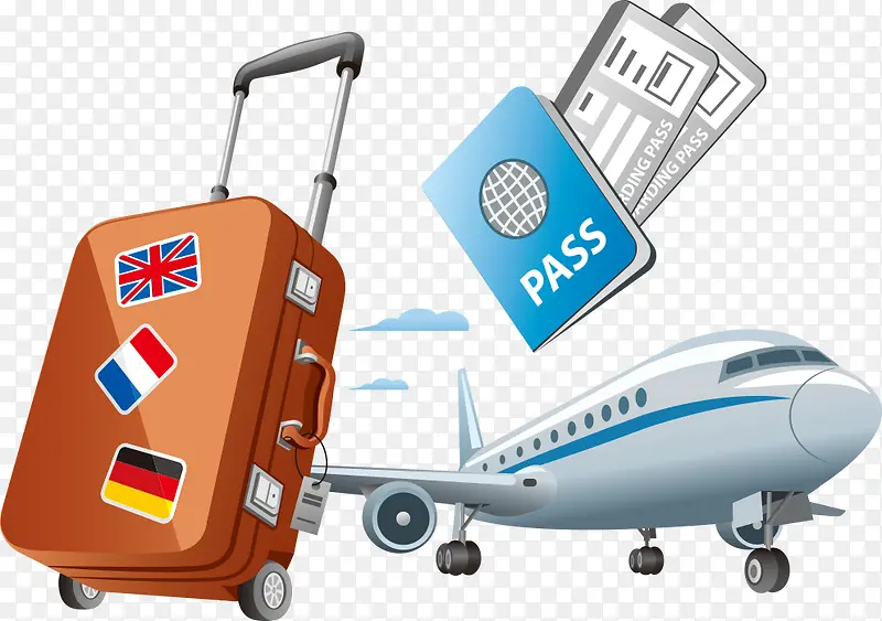 矢量国外旅游与护照