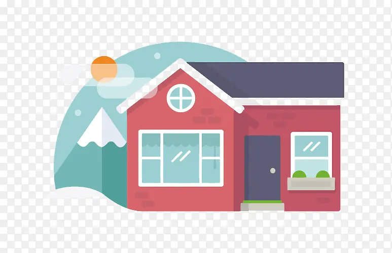 雪山小屋矢量