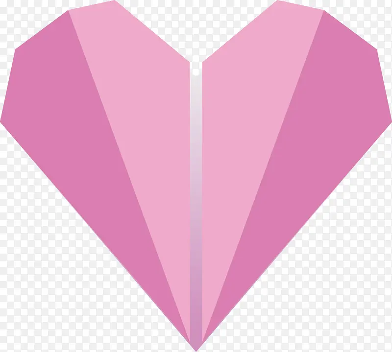 矢量手绘粉色折纸爱心