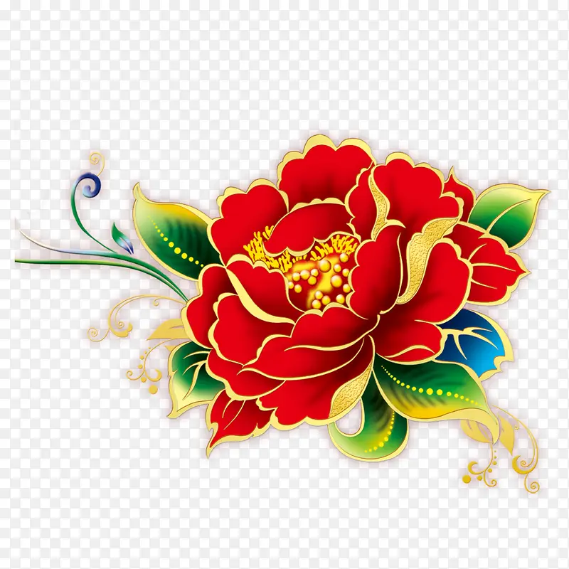 金边花朵牡丹