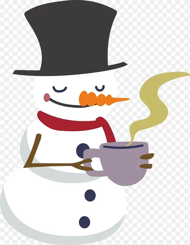 冬天热咖啡雪人
