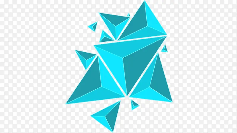 蓝色立体三角型PNG素材
