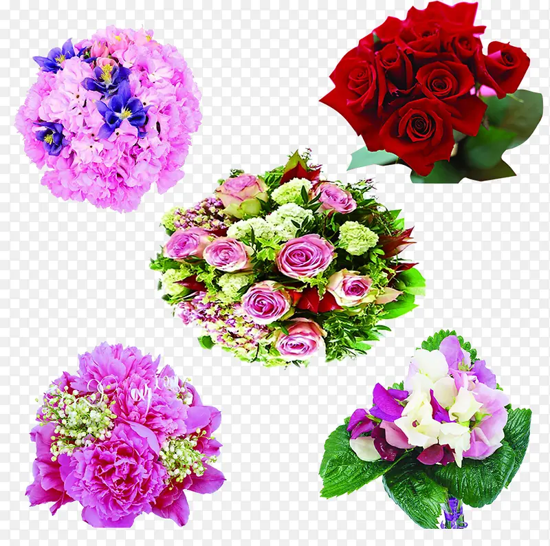 五款婚礼捧花矢量素材