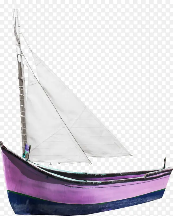 紫色帆船白色扬帆