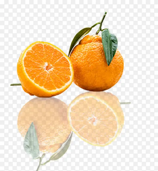 唯美精美水果橘子橙子倒影