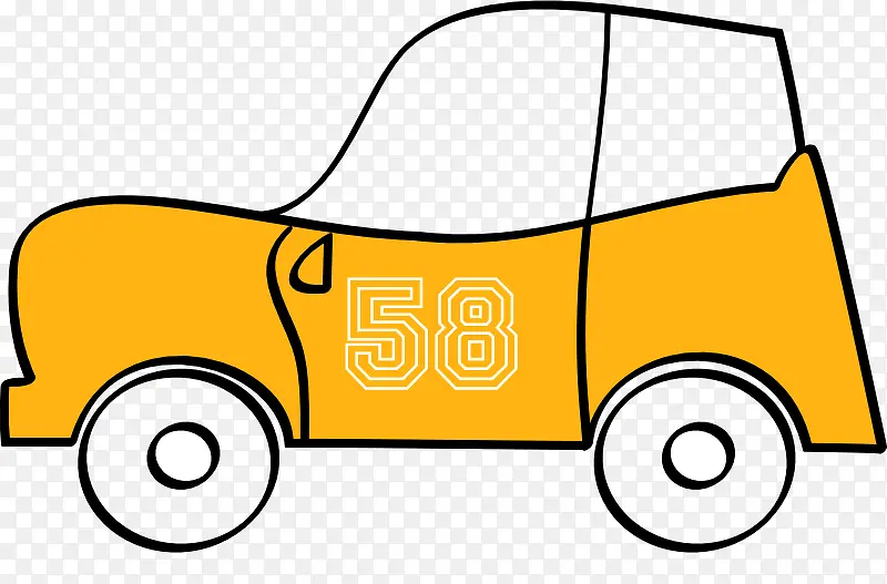 橘色的58号卡通小车