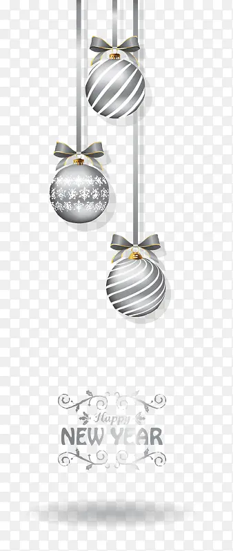 圣诞银色吊球矢量图