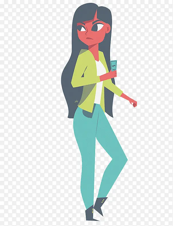 卡通长发美女