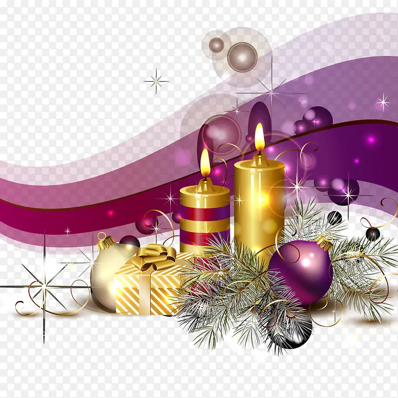 精美紫色圣诞贺卡矢量素材