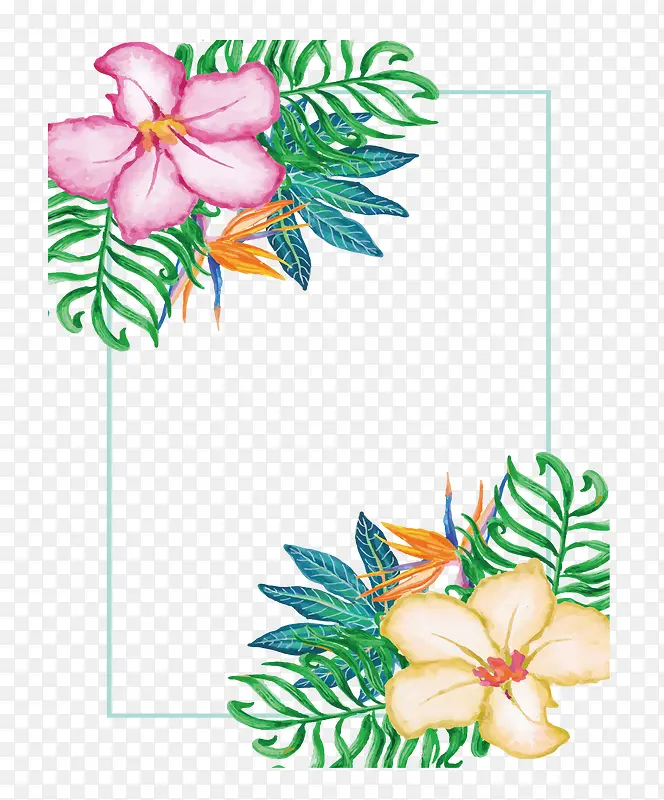 热带花朵标题框