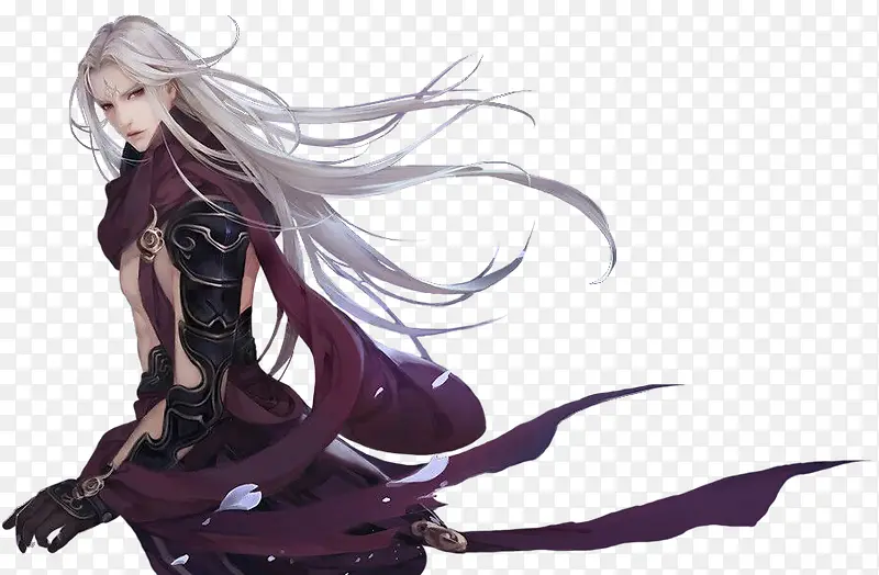 棕色衣服白色长发男子