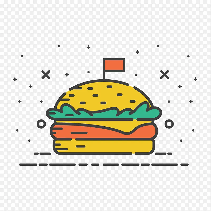 彩色手绘汉堡卡通图标