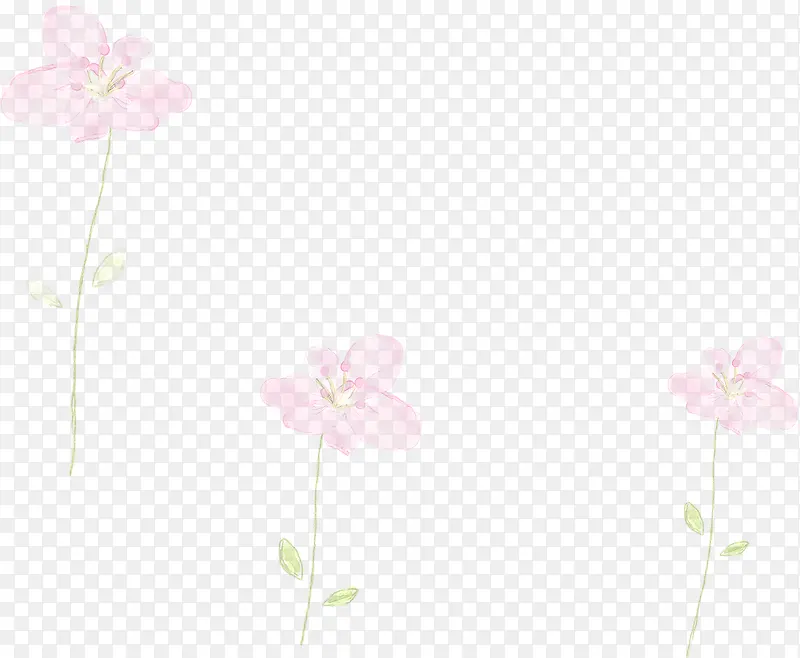 手绘粉色淡彩花卉画报
