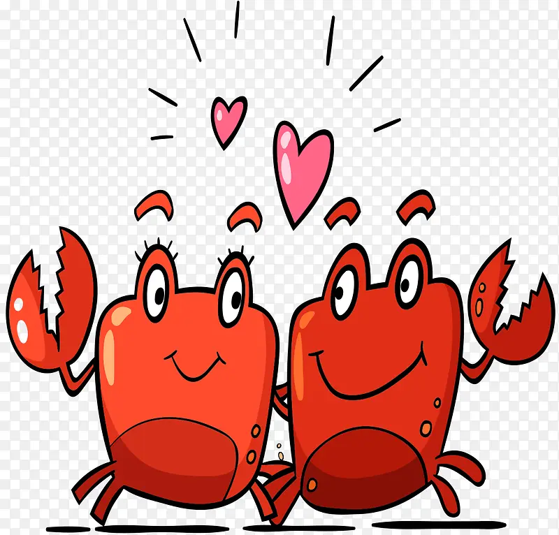 两个浪漫红色小螃蟹