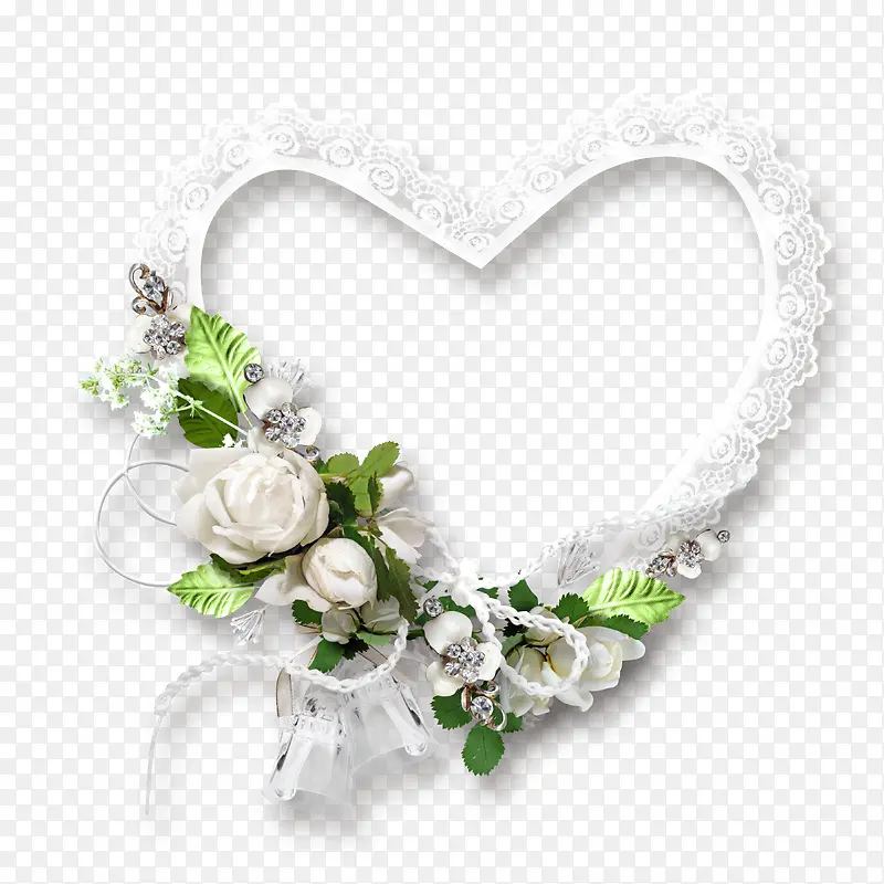 白色花卉爱心花环