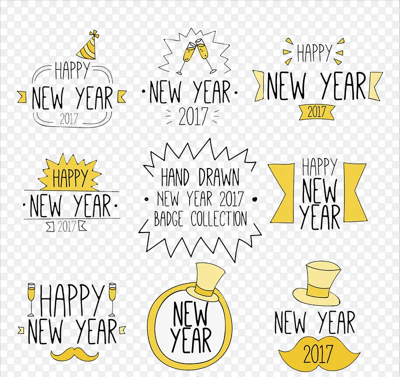2017新年标签矢量素材