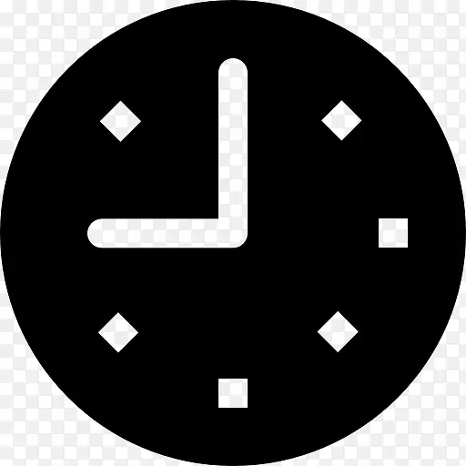 时钟的黑色圆形工具图标