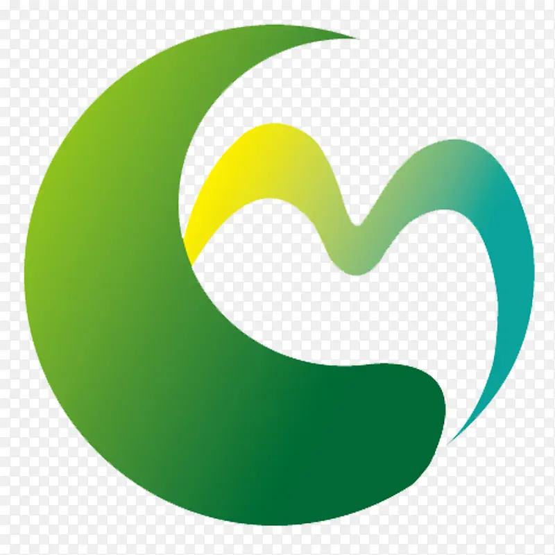 M状绿色月亮环保园林logo