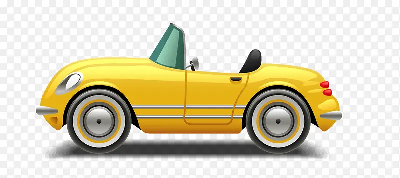 卡通手绘黄色的汽车