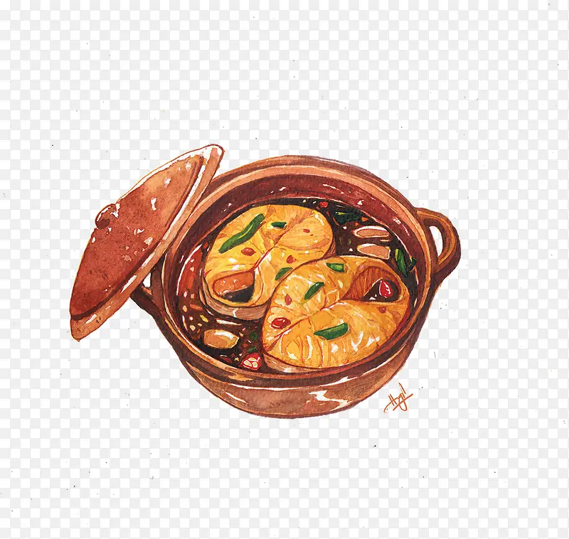 手绘砂锅鱼肉
