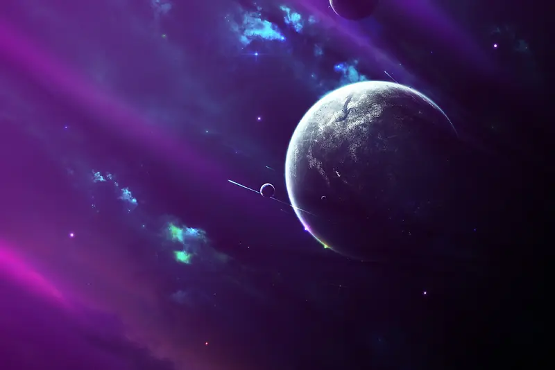 宇宙中紫色星球海报背景