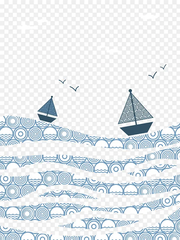 矢量卡通手绘海洋帆船