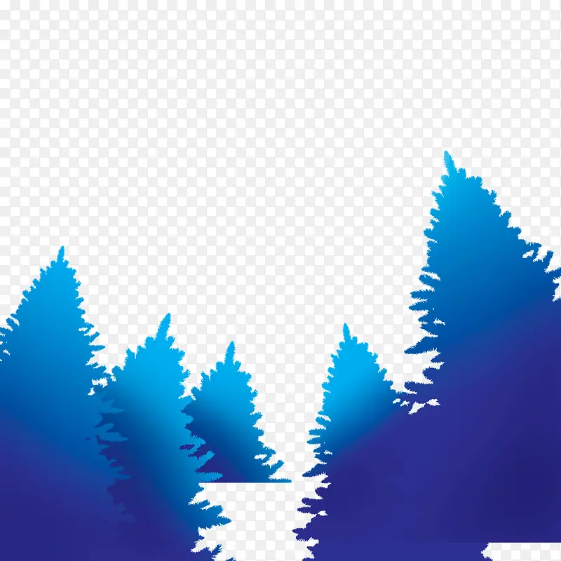 蓝色雪树