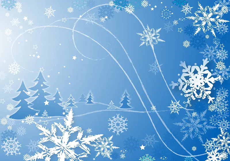 卡通冬季蓝色雪花背景素材
