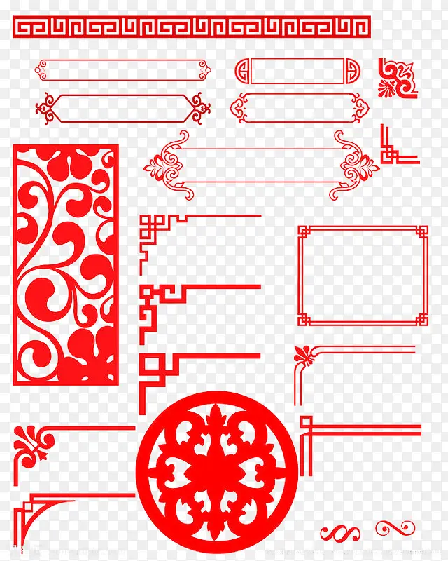 创意合成剪纸风格红色花卉边框