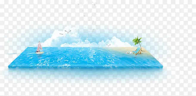 蓝色海洋沙滩模型