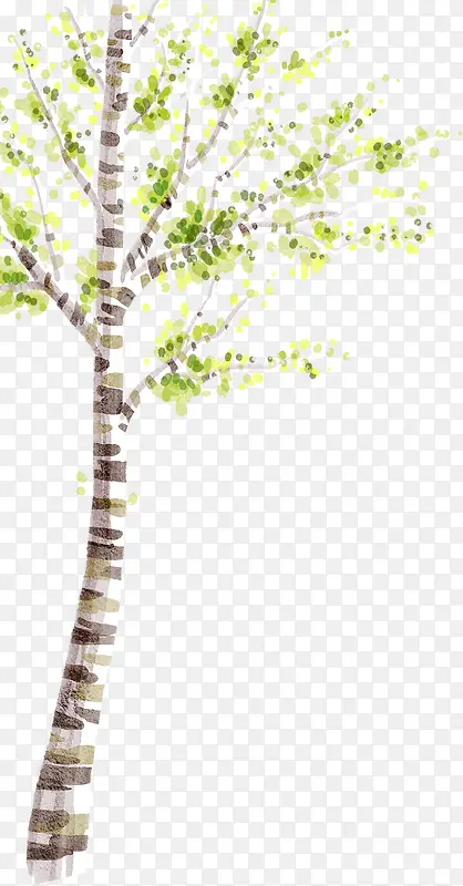 春季树木水彩画图片