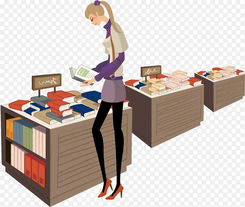 书店里买书的女孩PNG图片素材下载_图片编号qrmzdpde-免抠素材网