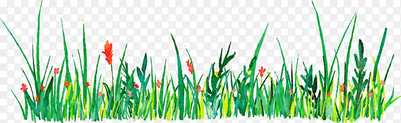 绿色小草水彩装饰图案