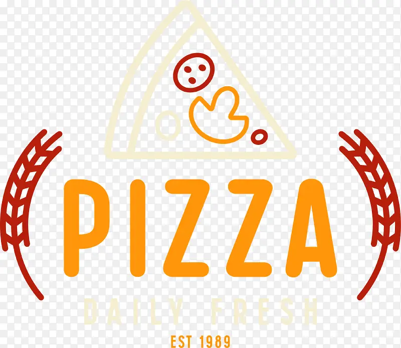 手绘披萨食物标签设计矢量图