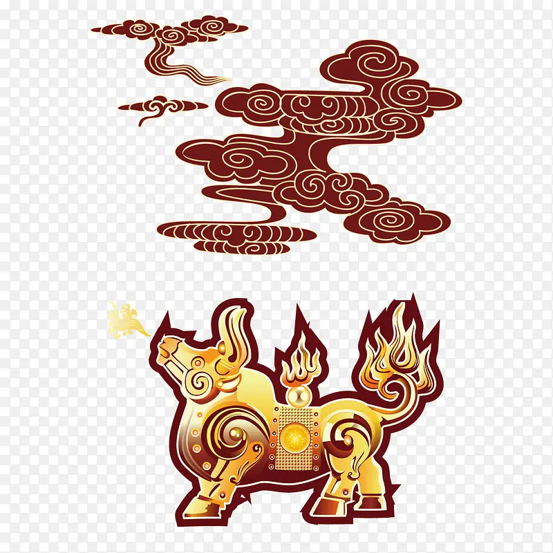 矢量手绘金牛素材