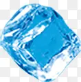蓝色倾斜透明小冰块素材