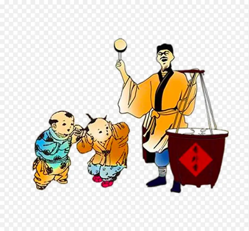 古代卖麦芽糖的人物