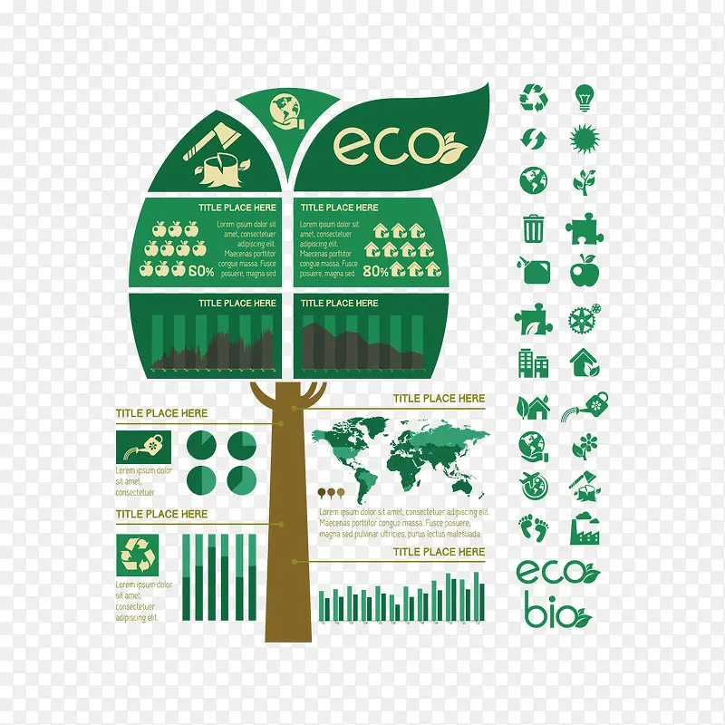 矢量绿色环保信息图