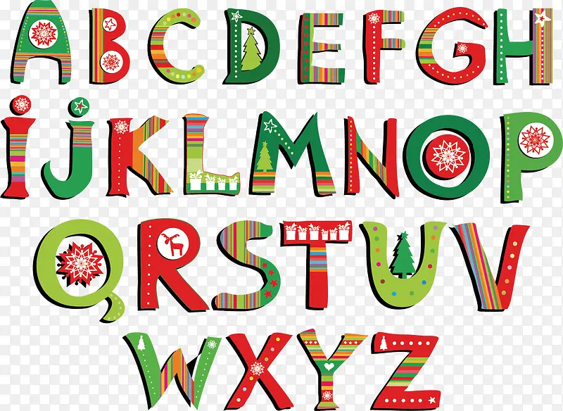 数字字母 糖果色 卡通字 圣诞