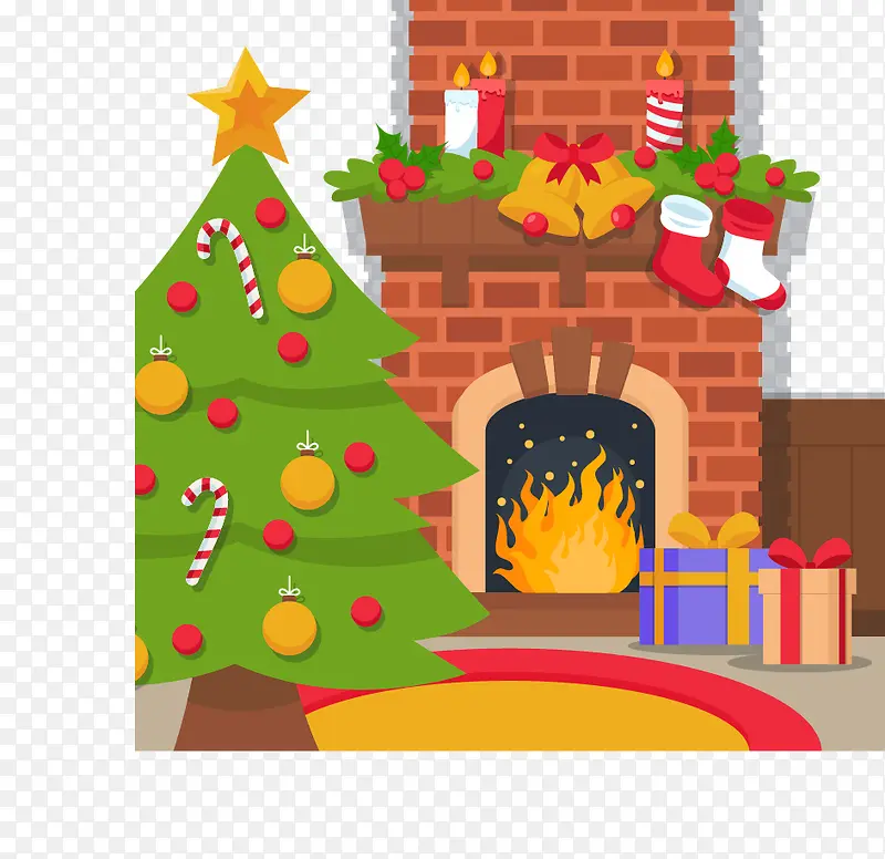 温暖壁炉圣诞树