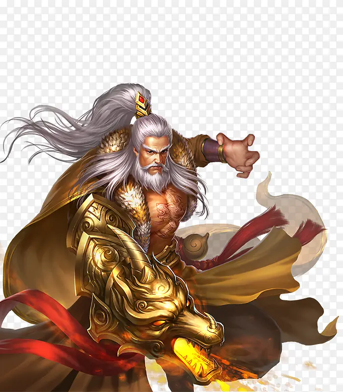 古风玄幻金色铠甲老武将