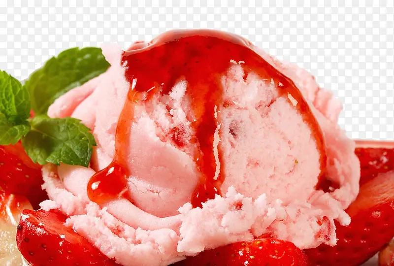 草莓冰淇淋球高清素材