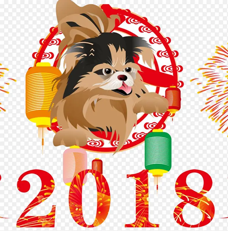 2018狗年春节卡通海报