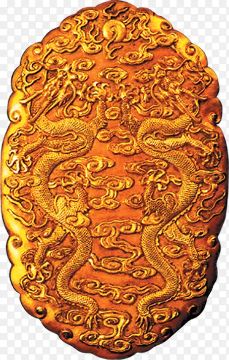 黄色龙纹玉石装饰