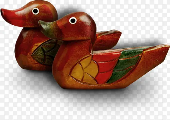 红色木头小鸭子装饰